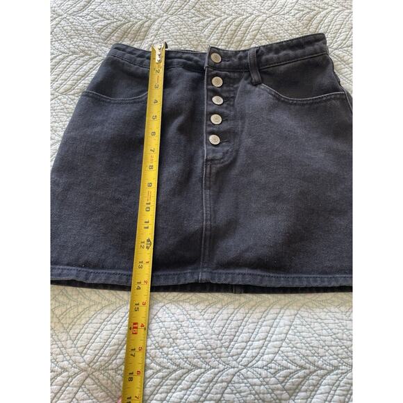 J. Galt by Brandy Melville Black Cotton Button Fly Denim Mini Skirt Medium Y2K - Picture 6 of 9